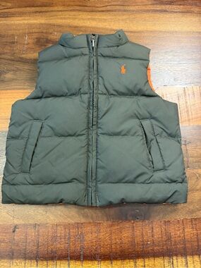 Polo Ralph Lauren Baby 18M Reversible Down Puffer Vest Gray Orange